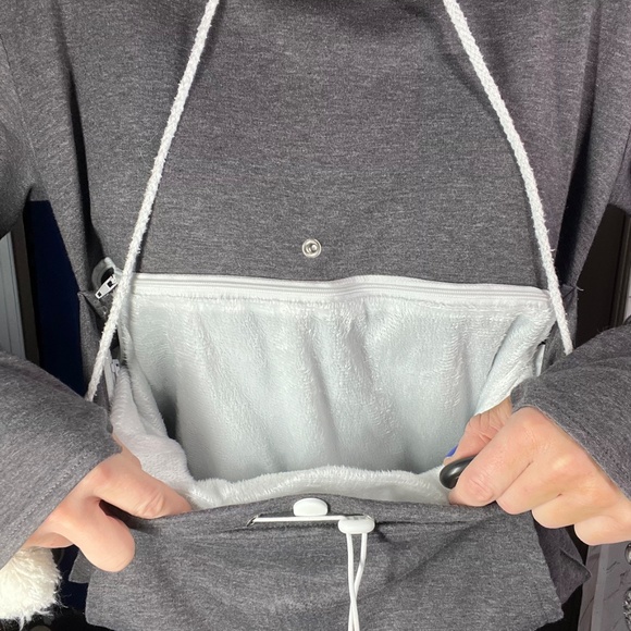 •🐶🐱🐰NWOT |•Adorable Small Pet Pocket Ears Paws Hoodie/Sweatshirt Large🐶🐱🐰 - Picture 8 of 14